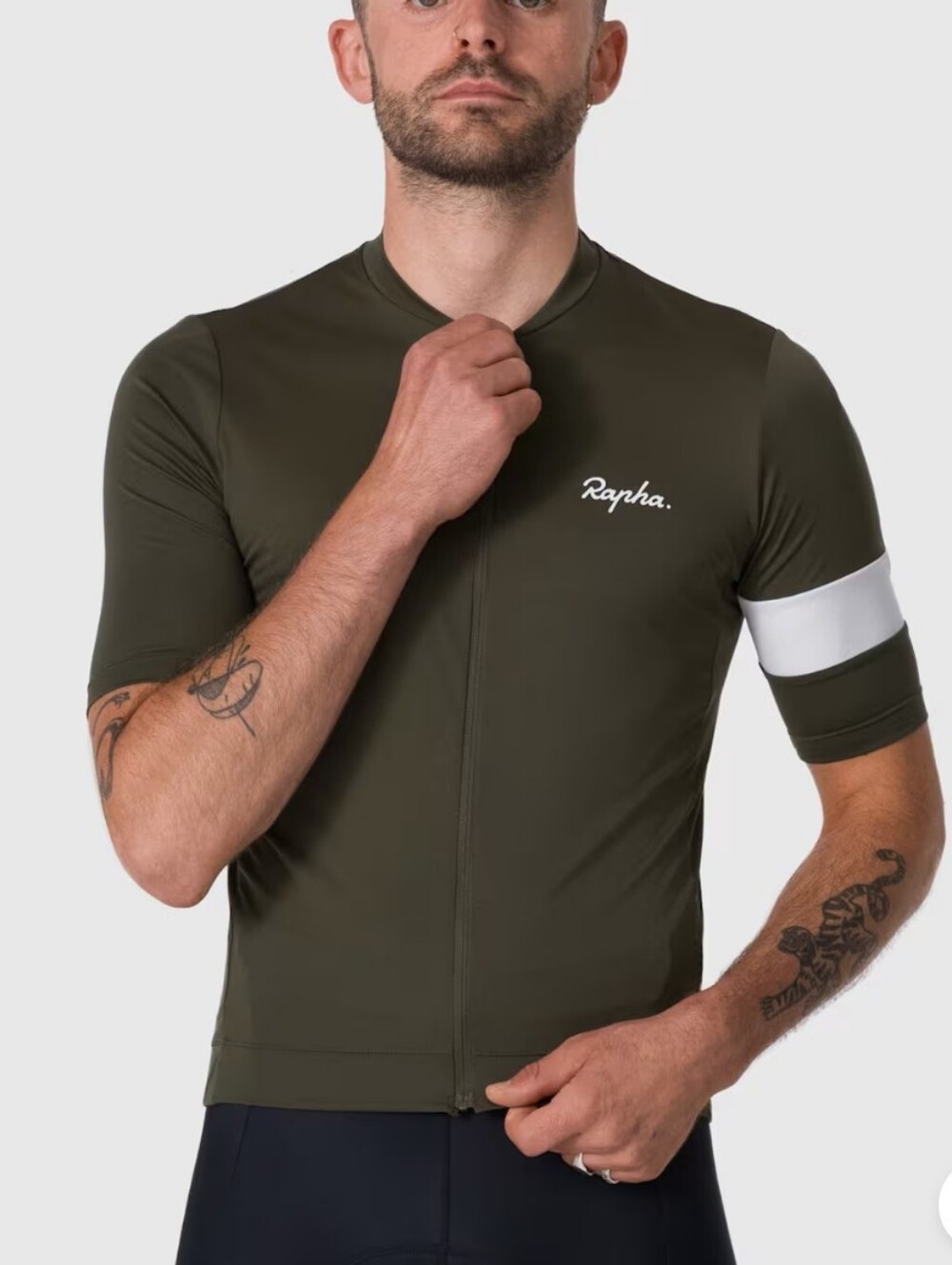 Rapha Men's Core Jersey Olive White Short Sleeve Medium Cycling
